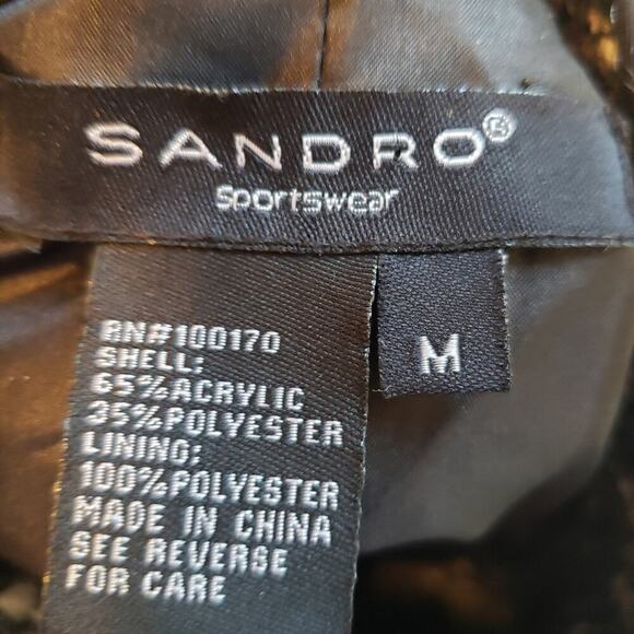 SANDRO SPORTSWEAR  BLACK/WHITE WRAP TIE BLAZER MED - Picture 4 of 6